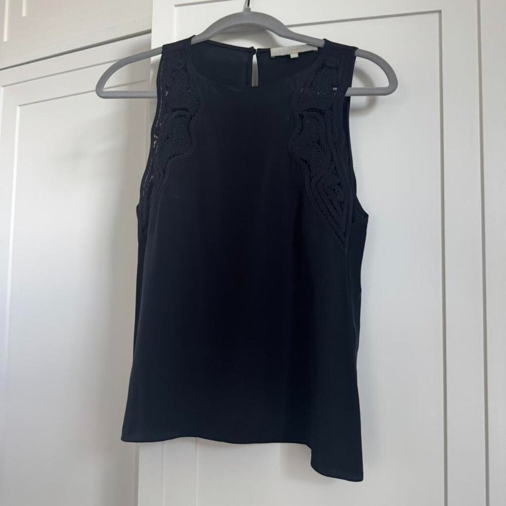Vanessa Bruno Black Silk Lace Tank Top Size 2
